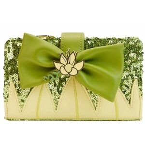 Loungefly Disney Princess Tiana Sequin Flap Wallet Green Yellow BNWT New